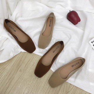 Giày Loafer nữ đế bệt bọc vải nhung