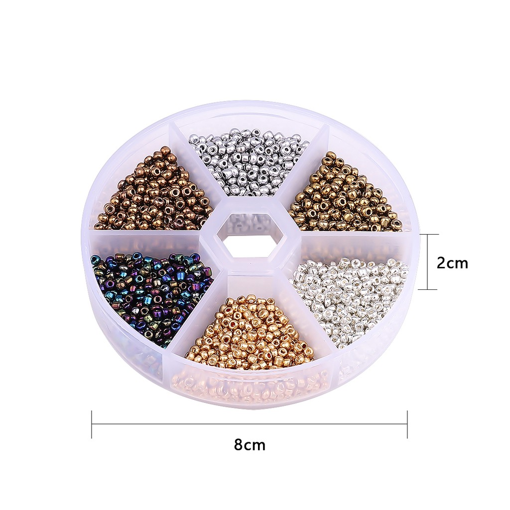 Beadia Hộp 1900 Hạt Xỏ Lỗ 3mm Bằng Thủy Tinh Dùng Để Làm Trang Sức Thủ Công