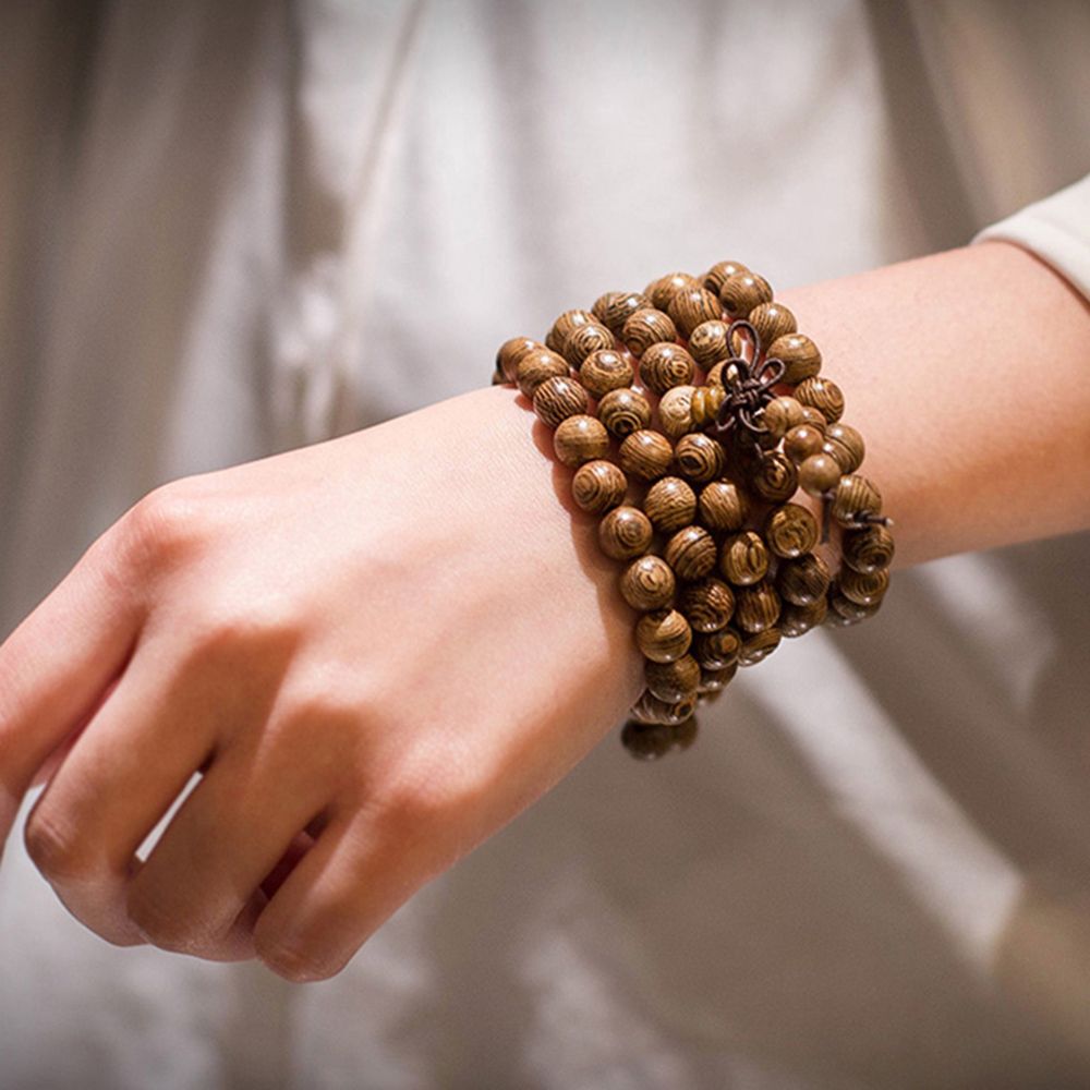 Vòng tay chuỗi hạt gỗ phong cách Phật giáo độc đáo