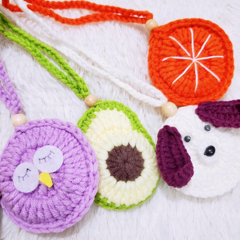 [Chọn mẫu] Túi len đựng tỏi cho trẻ sơ sinh tránh vía có dây đeo handmade.