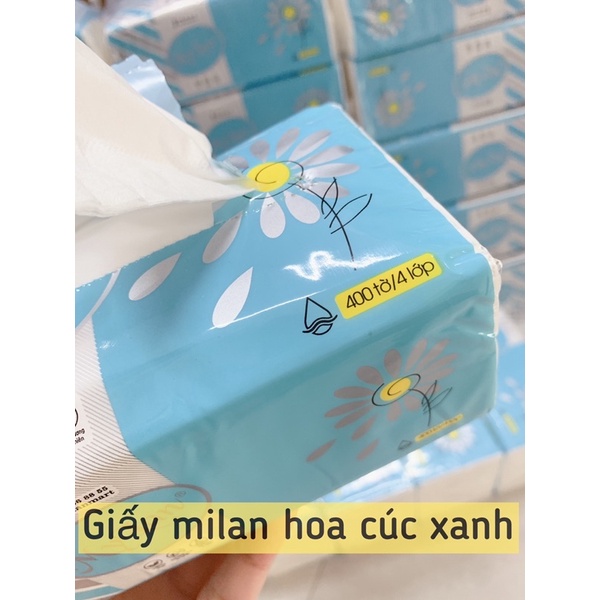 Bịch 5 gói giấy milan hoa cúc xanh gói 400 tờ/4lớp.