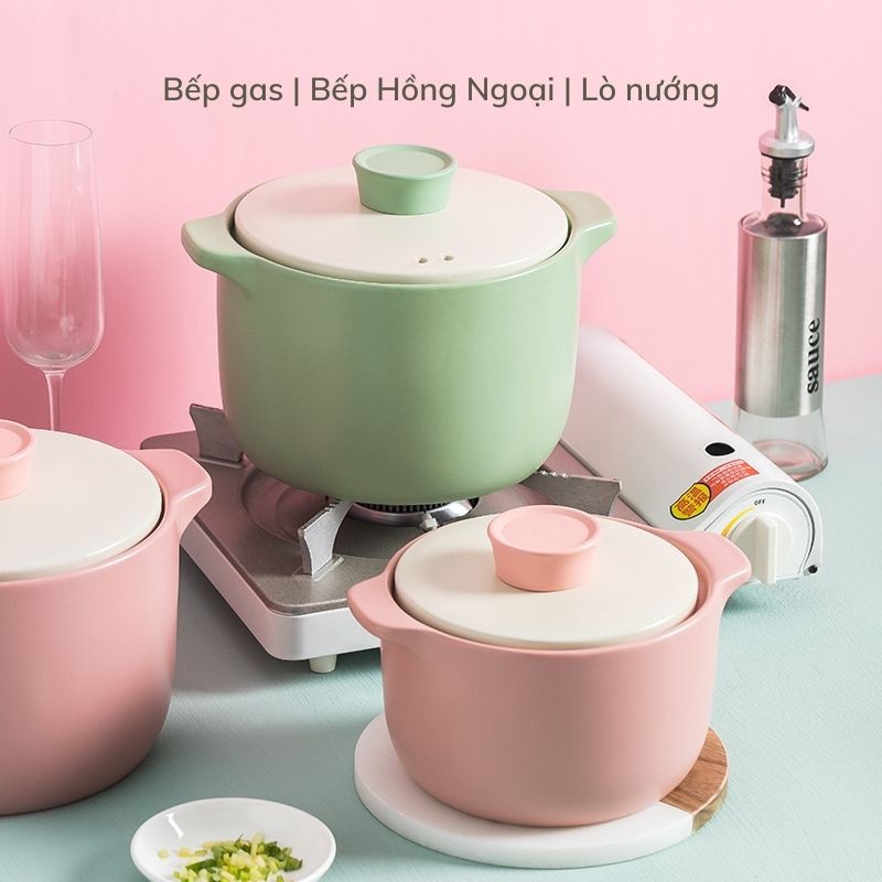 Nồi sứ - nồi kho cá hầm xương ninh cháo bằng sứ tráng men tông màu matte phong cách hàn quốc cực yêu