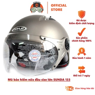 Mũ bảo hiểm nửa đầu size lớn SUNDA 133 dành cho người có vòng đầu ngoại cỡ (nhiều màu)
