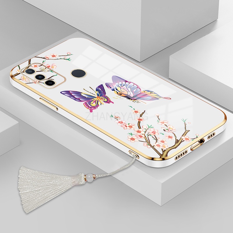 ốp lưng oppo a53 a53 2020 Ốp Điện Thoại Silicon Họa Tiết Bươm Bướm Kèm Dây Đeo Cho oppo a53 a53 2020