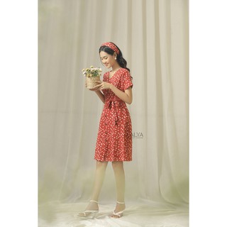 LALYA_Váy hoa kimono-Đỏ