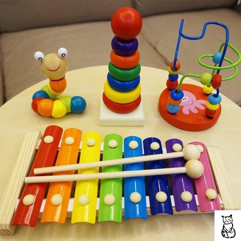 Combo 6 món đồ chơi gỗ, đồ chơi montessori cho bé thông minh, phát triển trí tuệ tư duy cho bé từ 1 - 6 tuổi