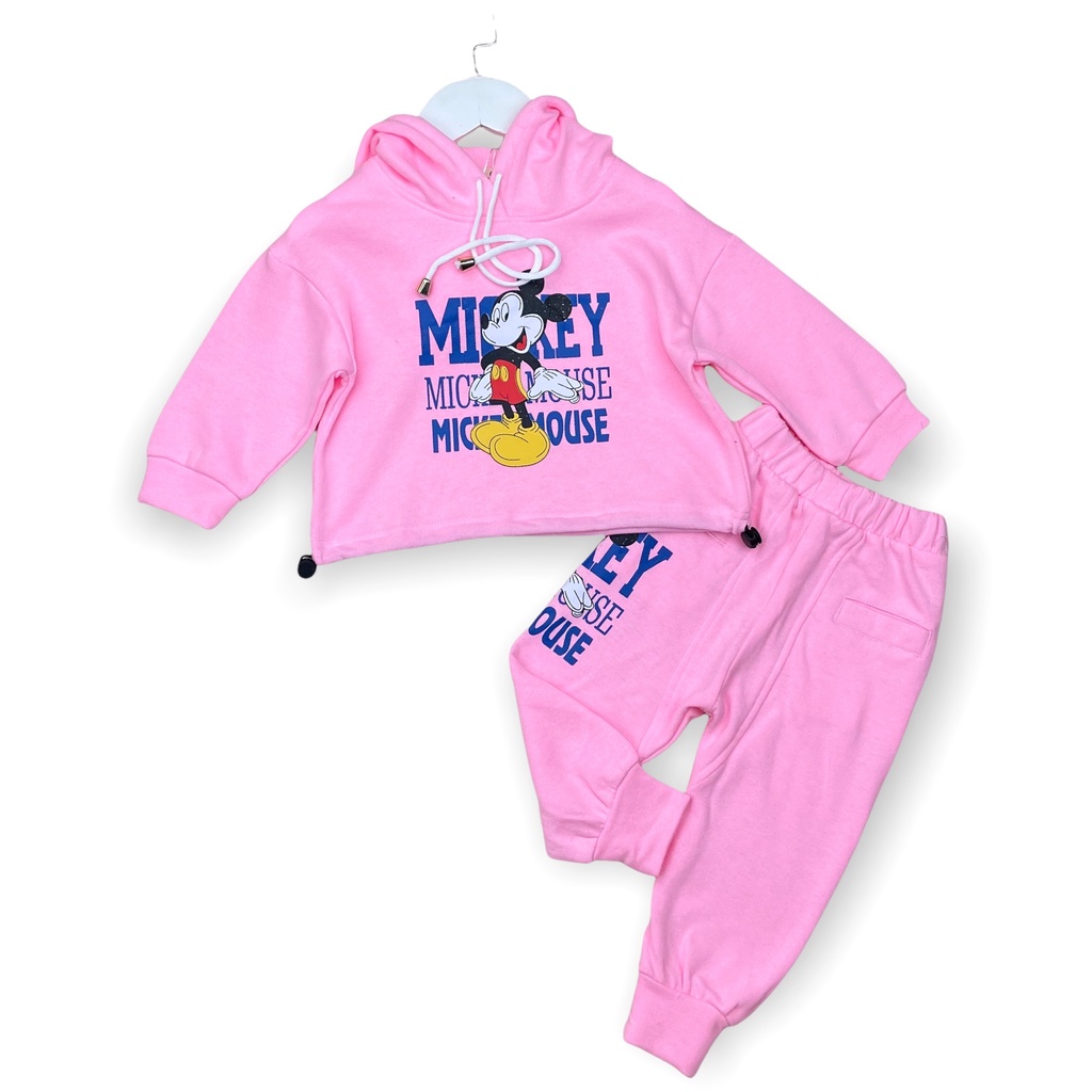 Bộ quần áo bé gái LITIBABY, chất nỉ, hình Mickey. Size 3 - 10 tuổi