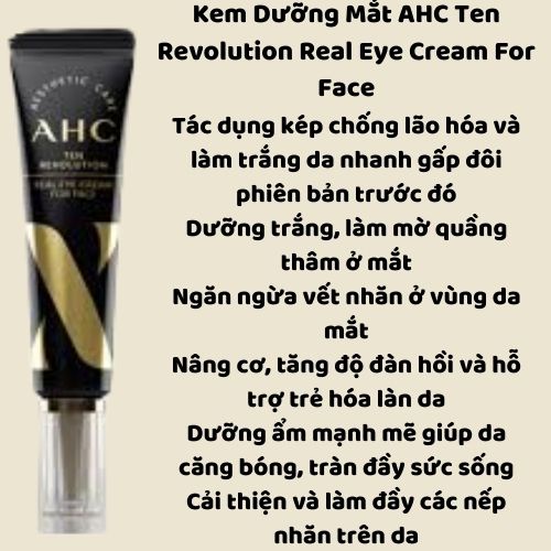 Kem mắt [Hết thâm quầng mắt 100%_Hàng Auth] Kem mắt AHC Ageless Real Eye Cream For Face [Hot New]