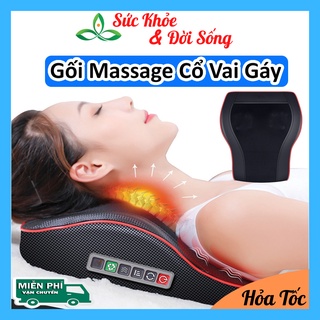 Gối massage cổ vai gáy cao cấp có 16 bi lăn có hồng ngoại tựa lưng - Gối massage vai gáy toàn thân đa năng | BH 6 Tháng