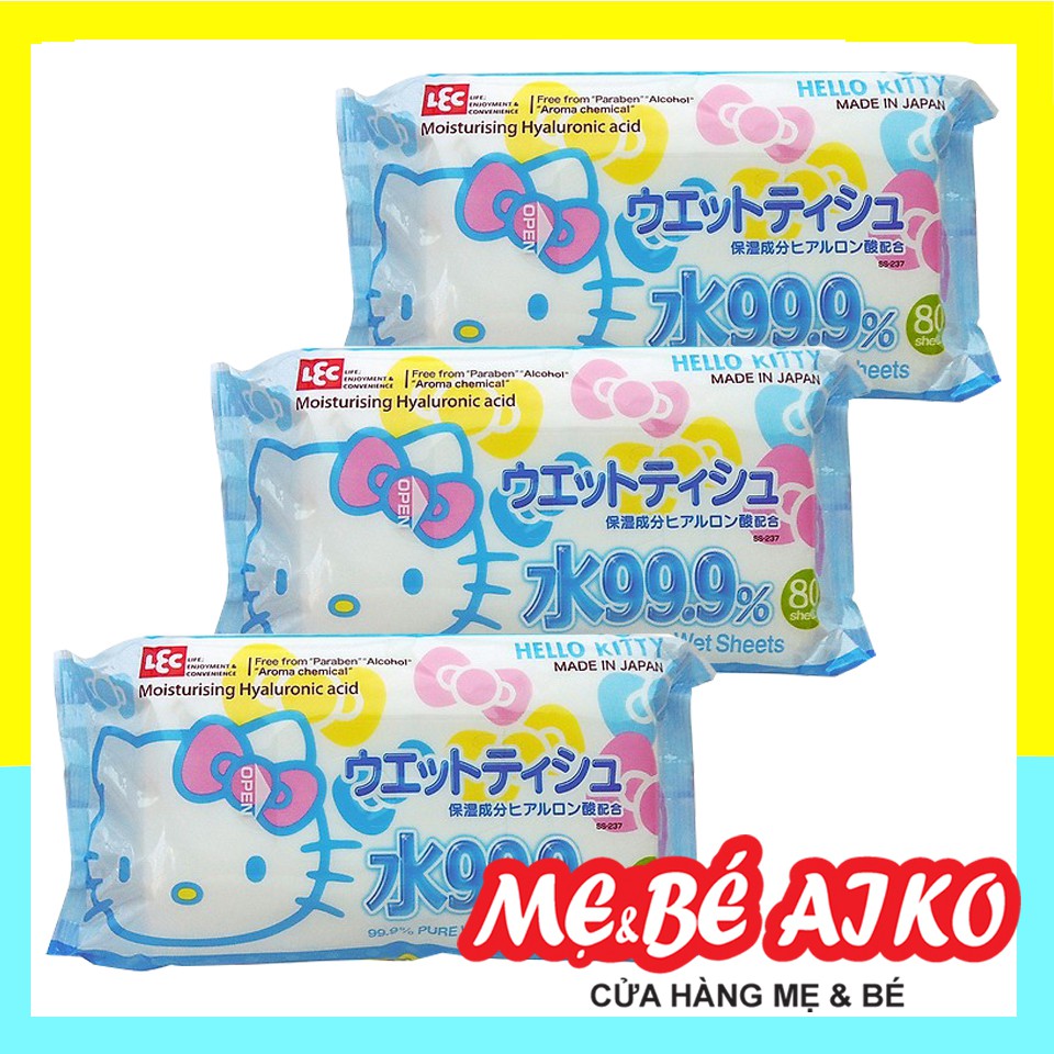 COMBO 3 BỊCH KHĂN ƯỚT LEC HELLO KITTY 80 MIẾNG