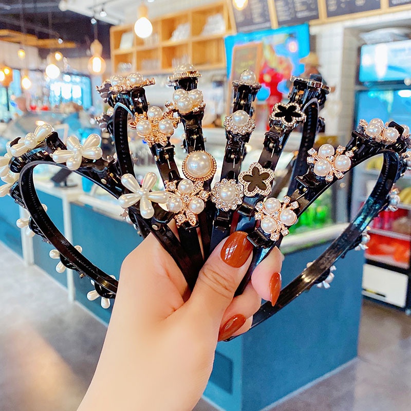 Băng đô cài tóc đính ngọc trai nhân tạo thời trang cho nữ