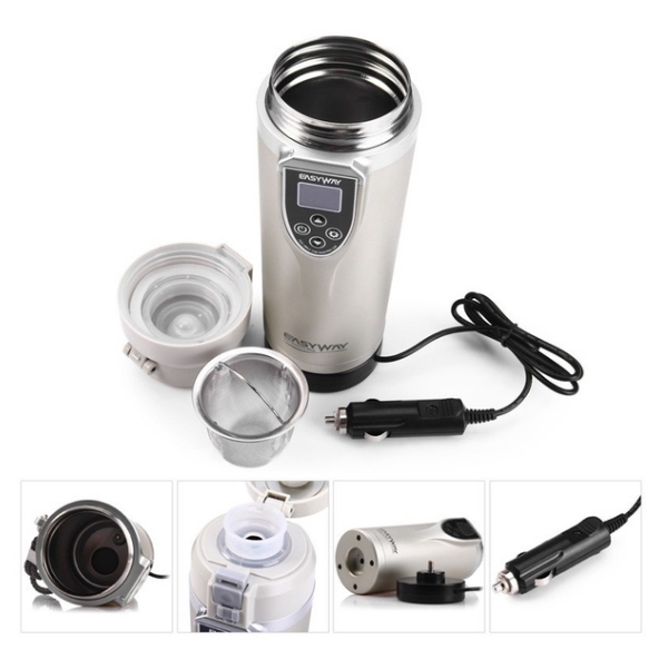 12V / 24V 350ml Smart Car Adjustable Temperature Kettle Cup Car Auto Electric Heating Cup Boil Cup