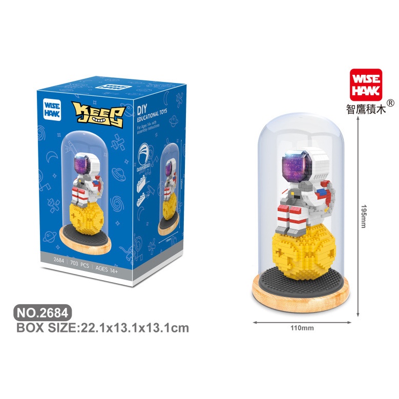 Đồ chơi lắp ráp PHG + kèm lồng kiếng | Lego ASTRONAUT | NanoBlock Phi hành gia