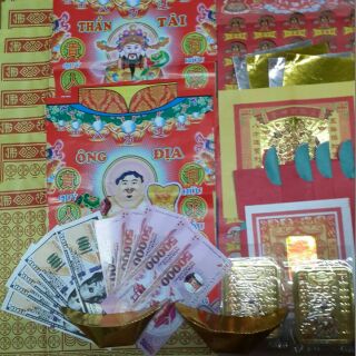 Combo 5 Bộ Giấy Cúng Thần Tài, Thổ Địa (5 bịch và 10 thỏi vàng thuyền)