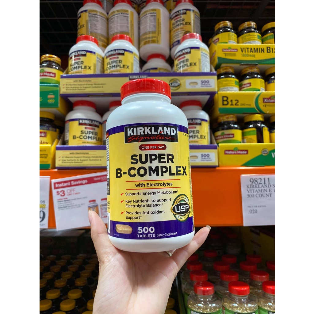 Viên uống bổ sung Vitamin tổng hợp Super B-Complex with Electrolytes Kirkland