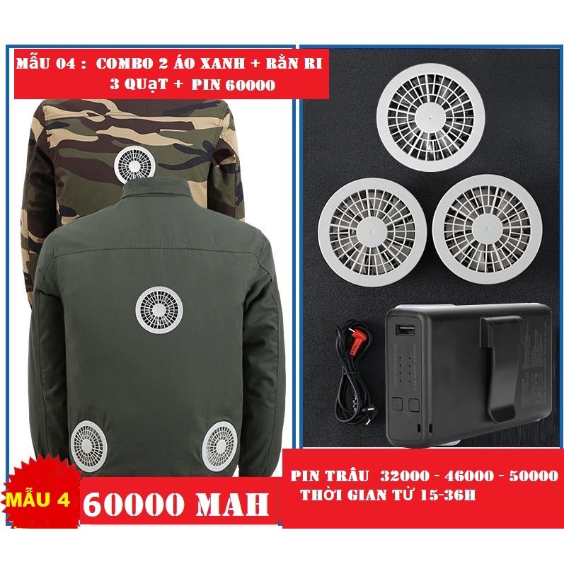 Sỉ 8xx Áo Điều Hòa Công Nghệ Nhật Bản, 4 quạt, pin khủng  tới 50,000 MHA thời gian 10-12 giờ