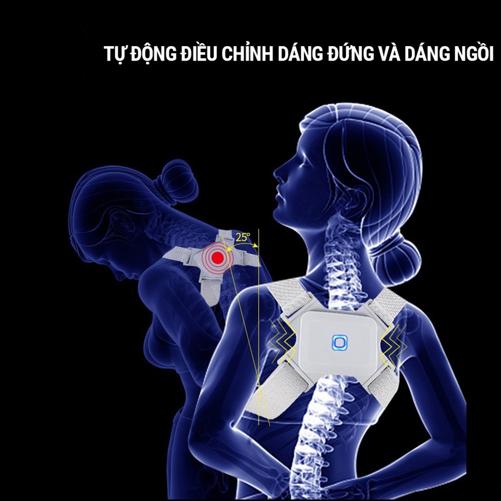 Đai chống gù lưng điện tử {LOẠI CHUẨN} dùng cho người lớn trẻ em bé trai bé gái học sinh thông minh báo rung SPORTY BC18