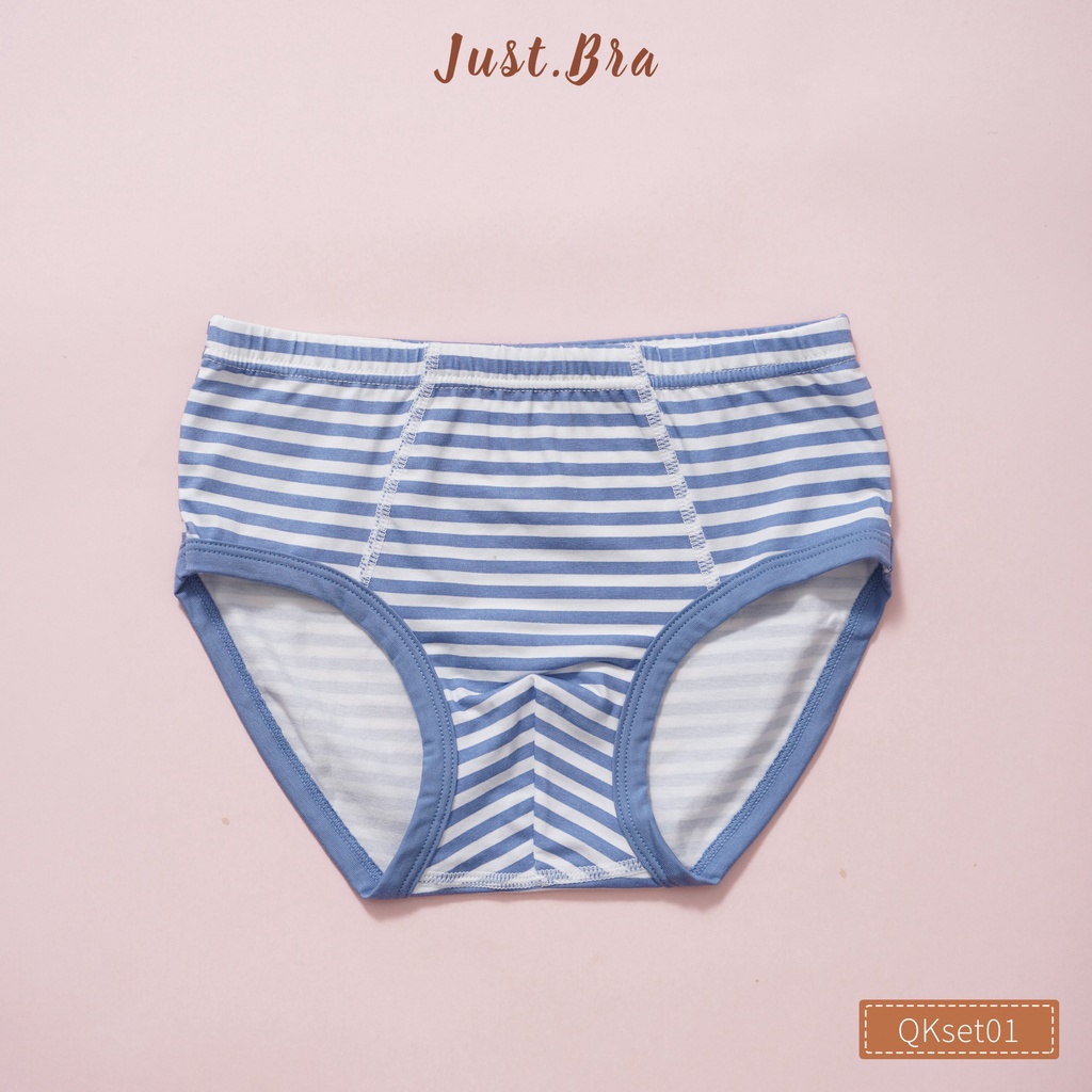 Set 3 quần chip trẻ em Just Bra họa tiết khủng long phối màu xanh trắng QKset01