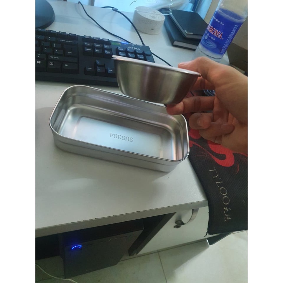 Khay Inox 304 + Bát Canh Cho Hộp Cơm Giữ Nhiệt 2 Tầng
