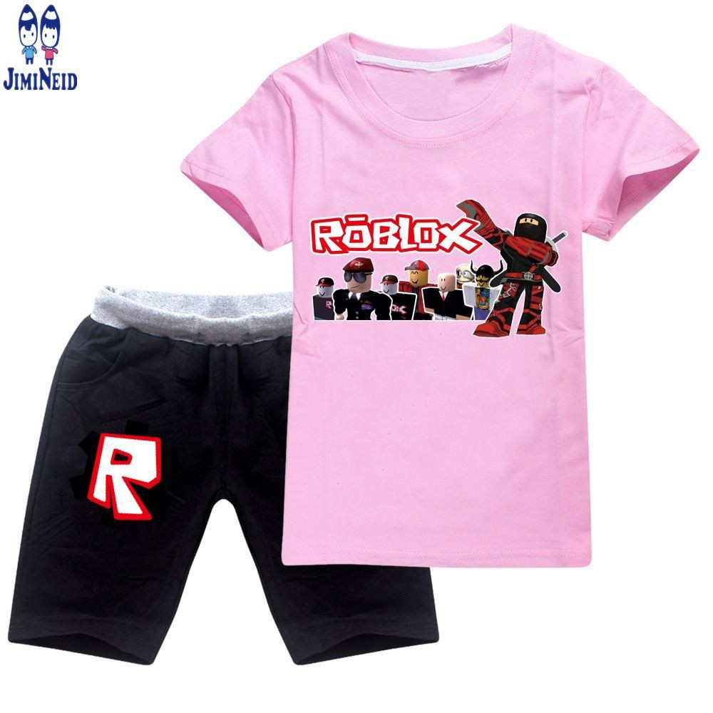 【JD】baby boy ROBLOX clothing fashion round neck Short-sleeved cotton T-shirt + shorts 2-piece set with trend