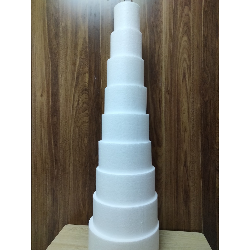 Xốp tròncứng cao 10cm luyện làm bánh kem, làm cháp ăn hỏi, chụp hình ( xốp cứng; H10cm)( shop nhận ship cod)