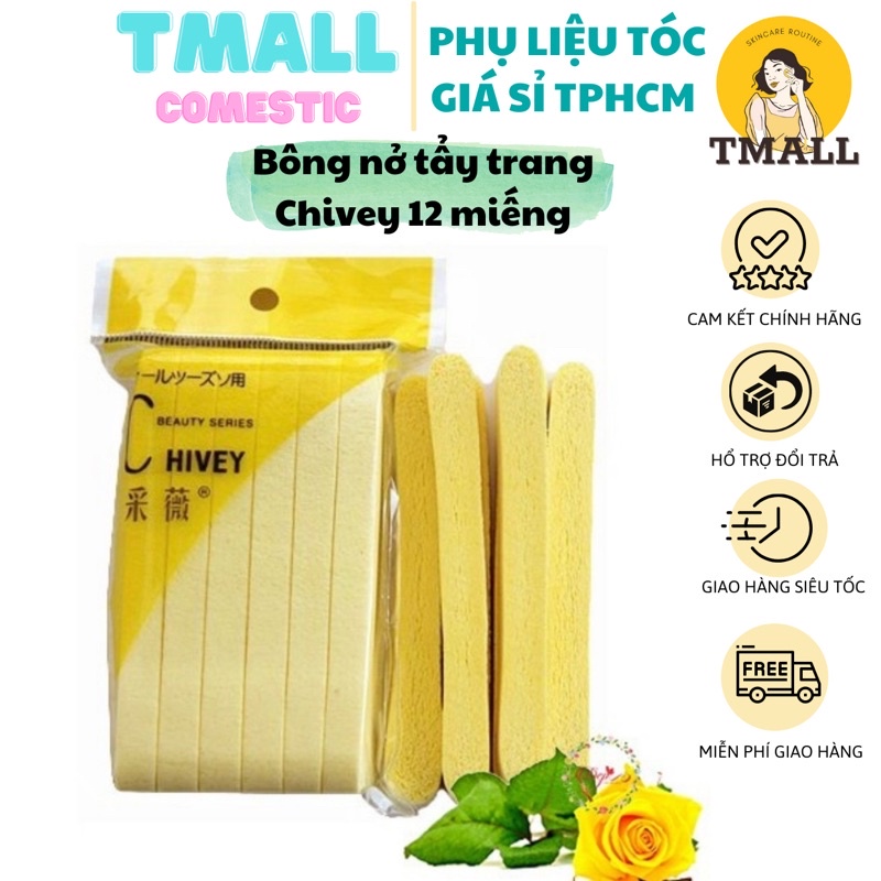 Bông nở tẩy trang Chivey 12 miếng, Bông mút bọt biển siêu mềm rửa mặt sạch Nhật Bản PLTPINKY