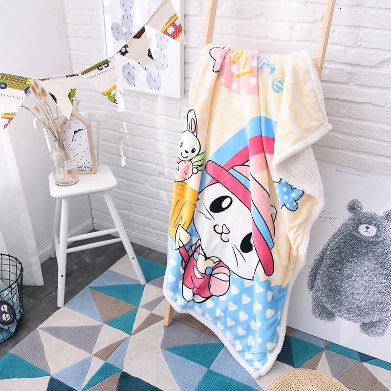 CHĂN TRẺ EM MÙA ĐÔNG LÓT LÔNG CỪU HÌNH THÚ CƯNG NGỘ NGHĨNH( sz 1m*1m4)