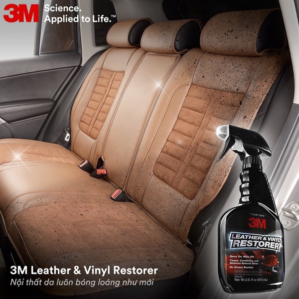 Chai bảo dưỡng ghế da, vệ sinh, phục hồi, làm bóng da nội thất ô tô 3M 39040 Leather &amp; Vinyl Restorer