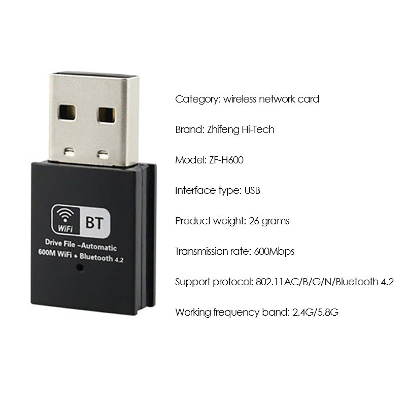 600M Mini USB Wifi Adapter Network Lan Card for PC Wifi Dongle Dual Band 2.4G&5.8G Wireless WiFi Receiver Desktop Laptop