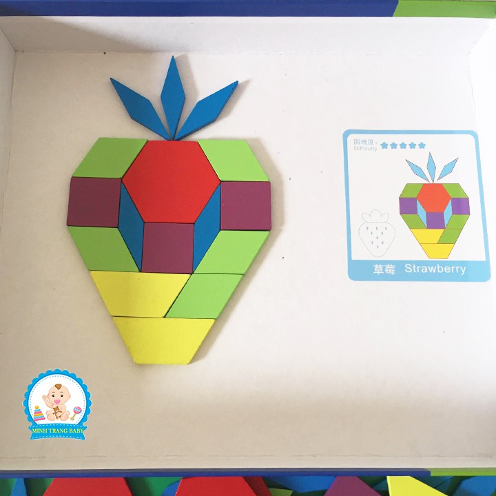 Đồ Chơi Xếp Hình Tangram 130 Chi Tiết Bằng Gỗ Cho Bé