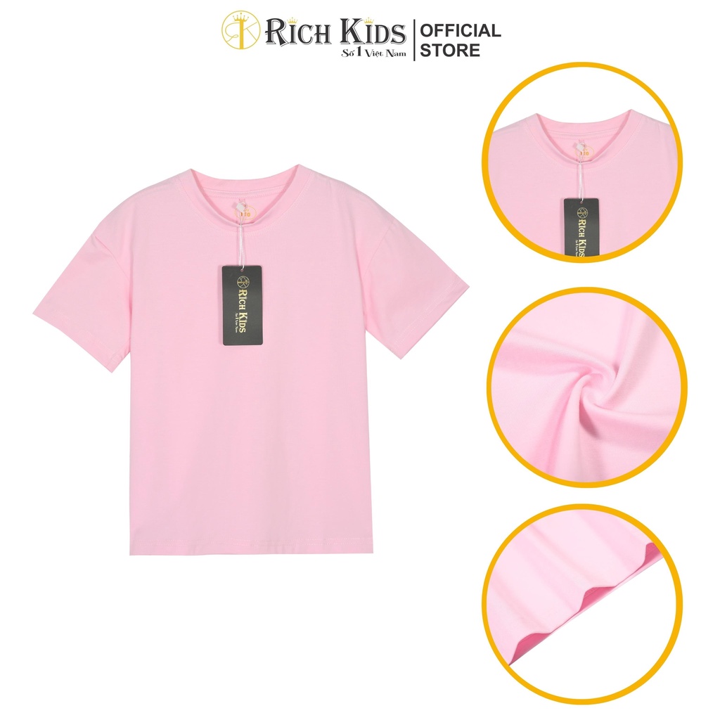 Áo Thun Trơn 100%Cotton Cho Bé Từ 10kg Đến 46kg -RICHKIDS