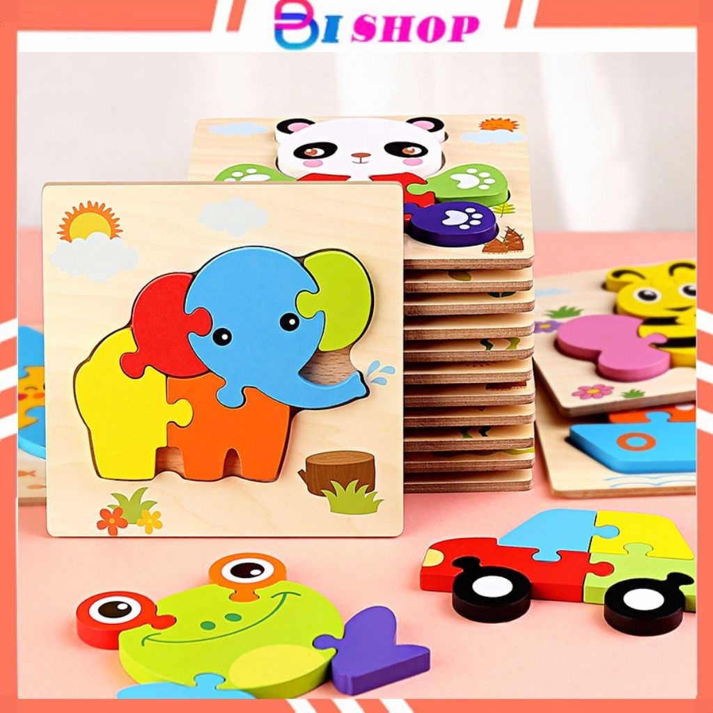Tranh Ghép Hình 3D Bằng Gỗ Nổi Giúp Bé Phát Triển Trí Tuệ Nhiều Mẫu Cho Bé