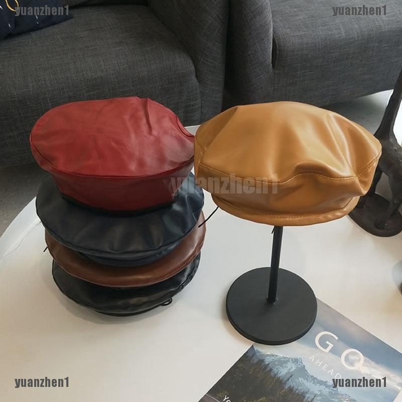 Mũ Beret Da PU Phong Cách Vintage Cho Nữ