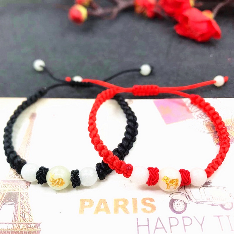Vòng tay chuỗi hạt RINHOO FRIENDSHIP màu đen và đỏ hình 12 cung hoàng đạo cho học sinh
