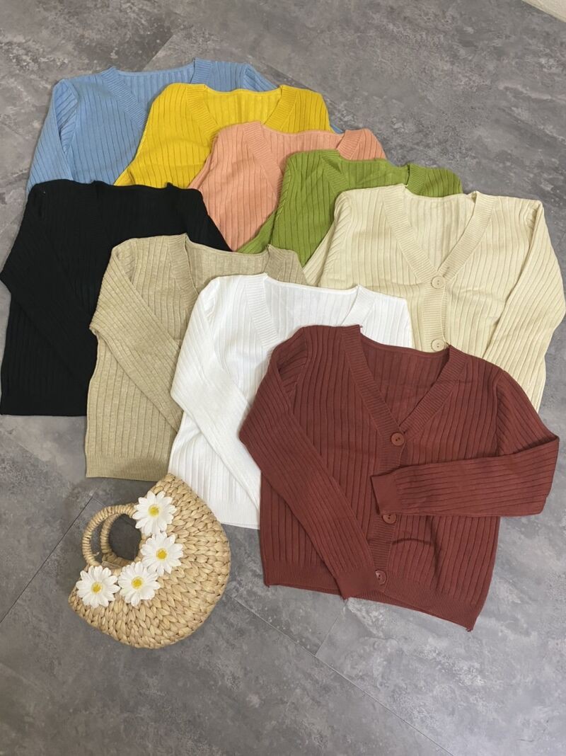 Áo len gân cổ v khuy quảng châu | BigBuy360 - bigbuy360.vn