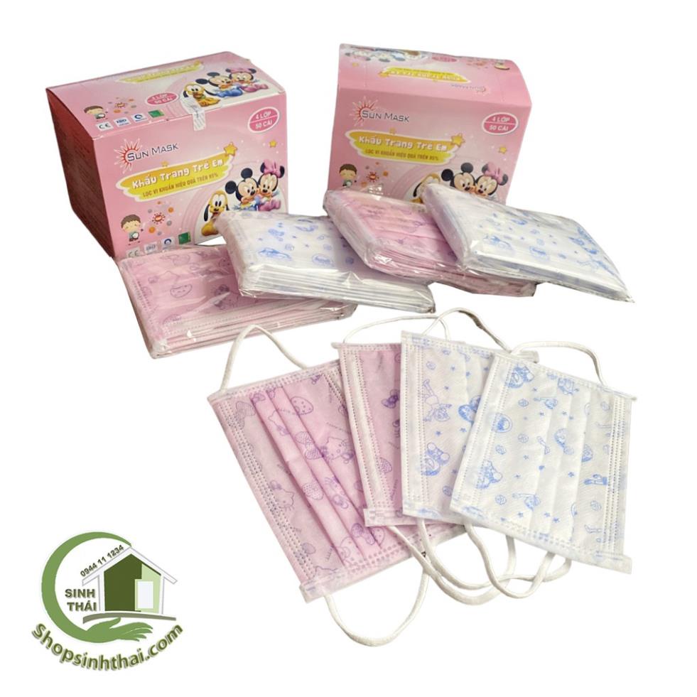 Khẩu trang y tế trẻ em và người lớn dày 4 lớp Sun mask cao cấp - chọn màu - chọn số lượng