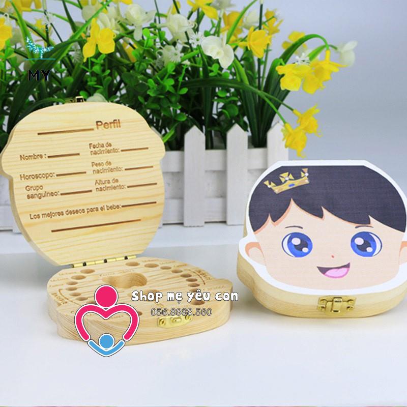 Hộp gỗ đựng răng sữa lưu trữ răng rụng cho bé