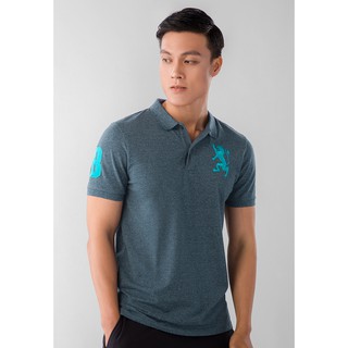 Áo Thun Nam Có Cổ Ngắn Tay Giordano Polo Màu Xanh Xám Có Logo Sư Tử 0101720208