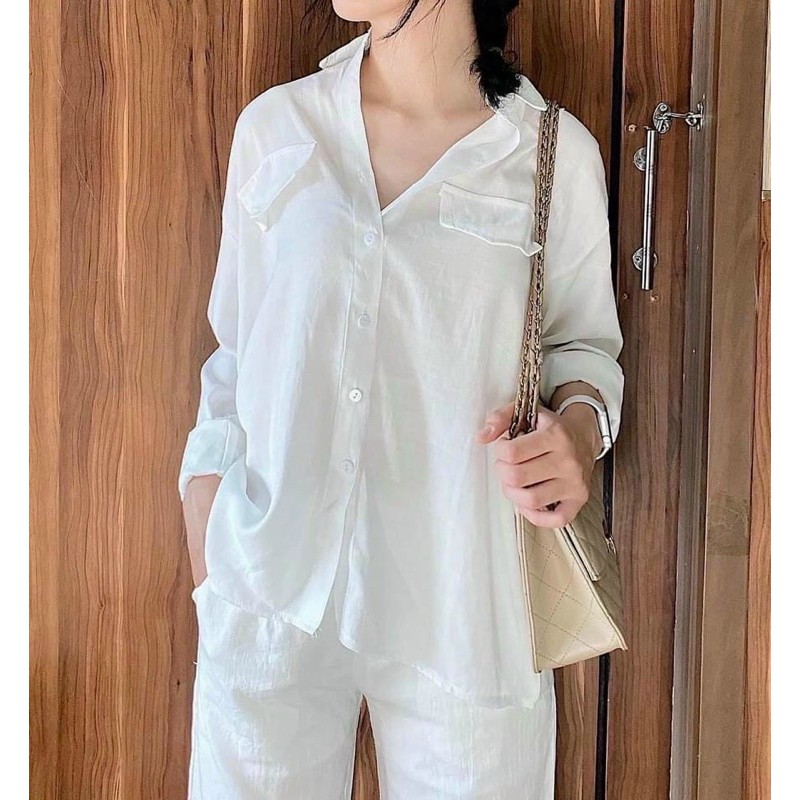 SÉT SƠ MI TRẮNG 2 TÚI + QUẦN SUÔNG | BigBuy360 - bigbuy360.vn