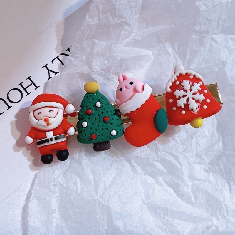 Kẹp Tóc Nhựa Họa Tiết Hoạt Hình Phong Cách Giáng Sinh Cho Bé Gái