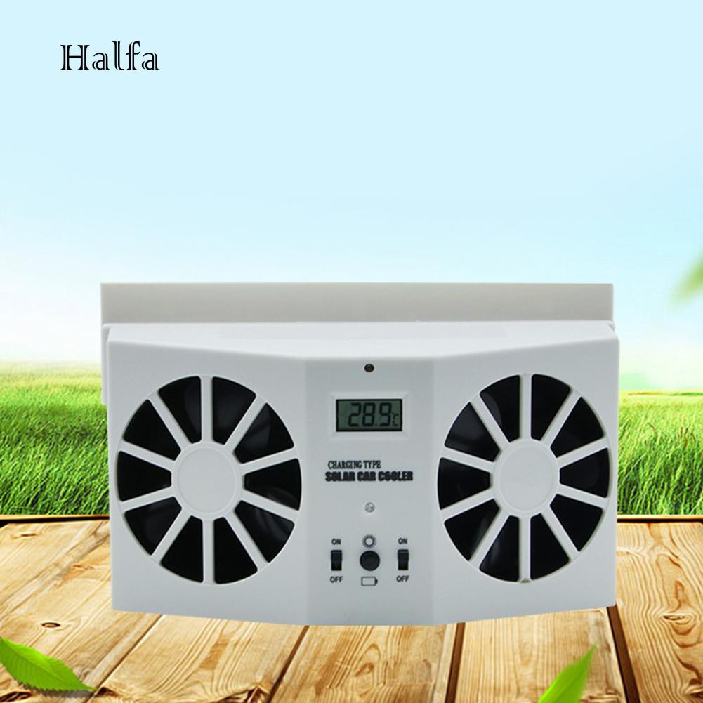 HL☆Car Auto Solar Powered Fan Cooler Window Air Vent Vehicle Ventilation Radiator