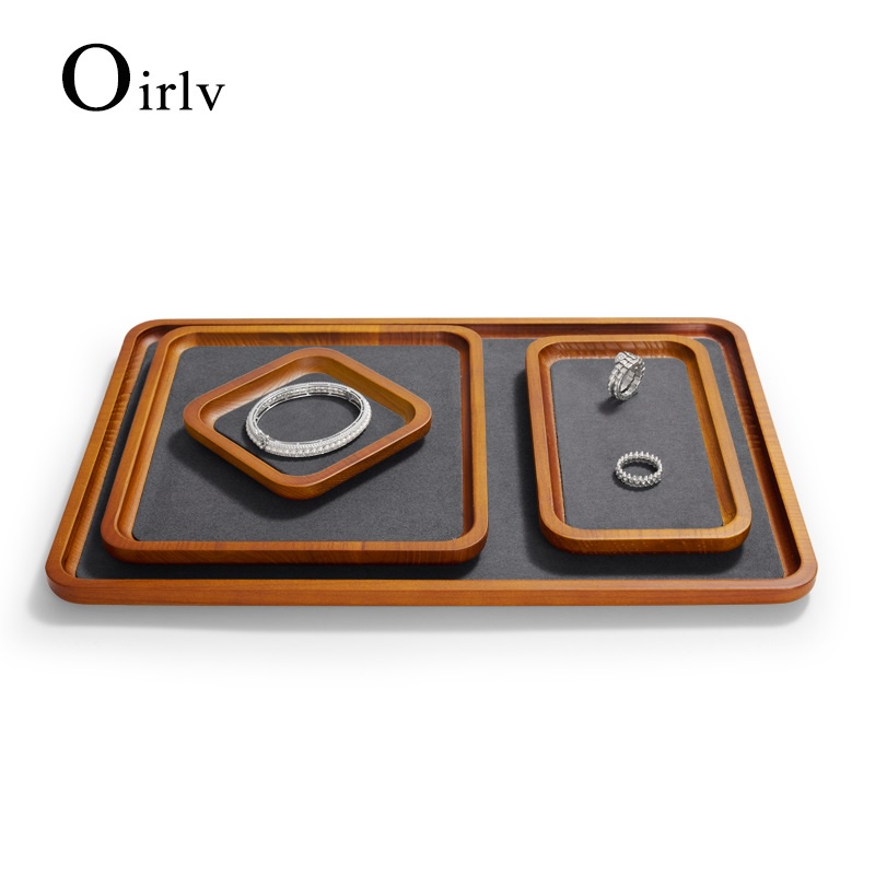 Oirlv Đồ trang sức bằng gỗ rắn Hiển thị khay cho cửa hàng trang sức vòng cổ đặc biệt Xem vàng và bạc Display Disc SM129 SM130