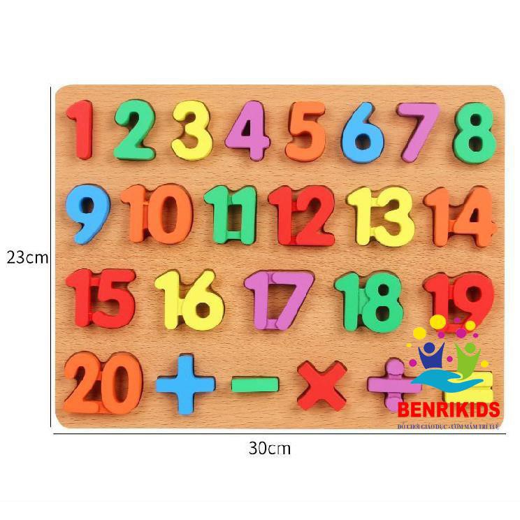 Set Bảng Ghép Chữ Cái In Thường Tiếng Việt Và Số Đếm 1-20 Kèm Phép Tính Bằng Gỗ