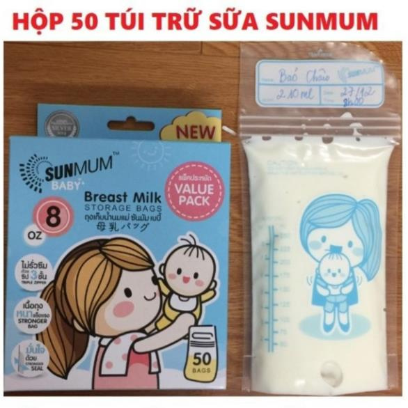 Túi trữ sữa Sunmum Thái Lan hộp 50 túi mẫu mới [Thanh Mai Shop]
