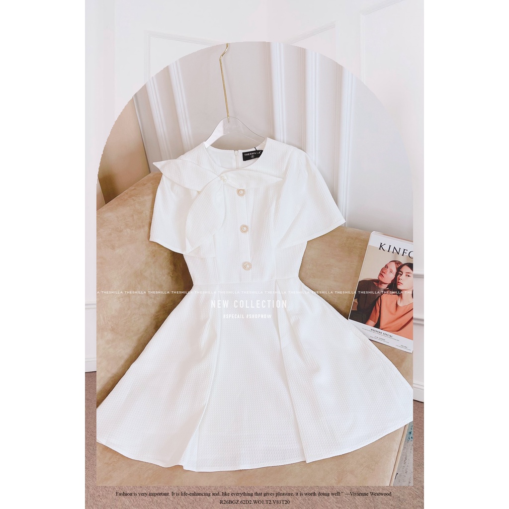 Váy đầm thiết kế tay choàng nơ cánh hoa cao cấp [ Có video + Ảnh thật ] The Shilla - R26BGZ.62D2