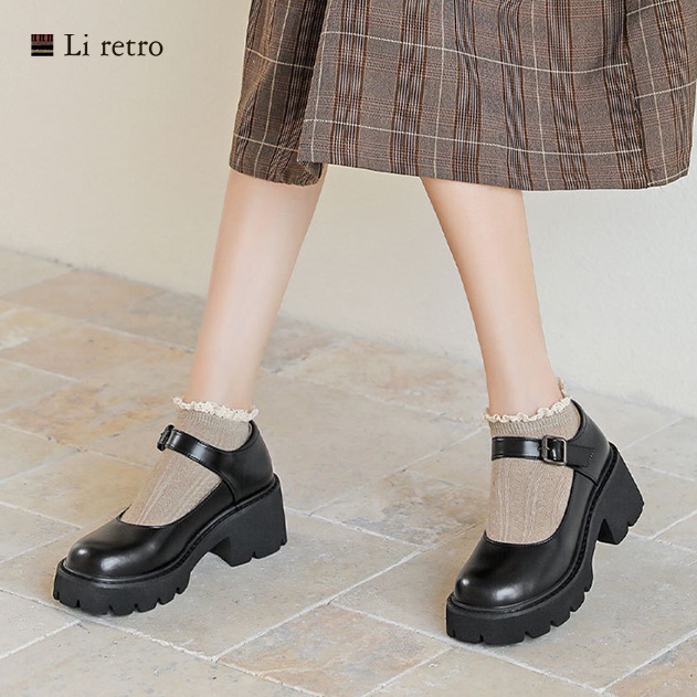 Giày Platform Mary Jane - Giày da nữ vintage Li retro