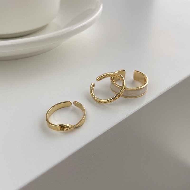 Set nhẫn xà cừ thiết kế độc đáo phong cách Hàn Quốc❤️Freeship