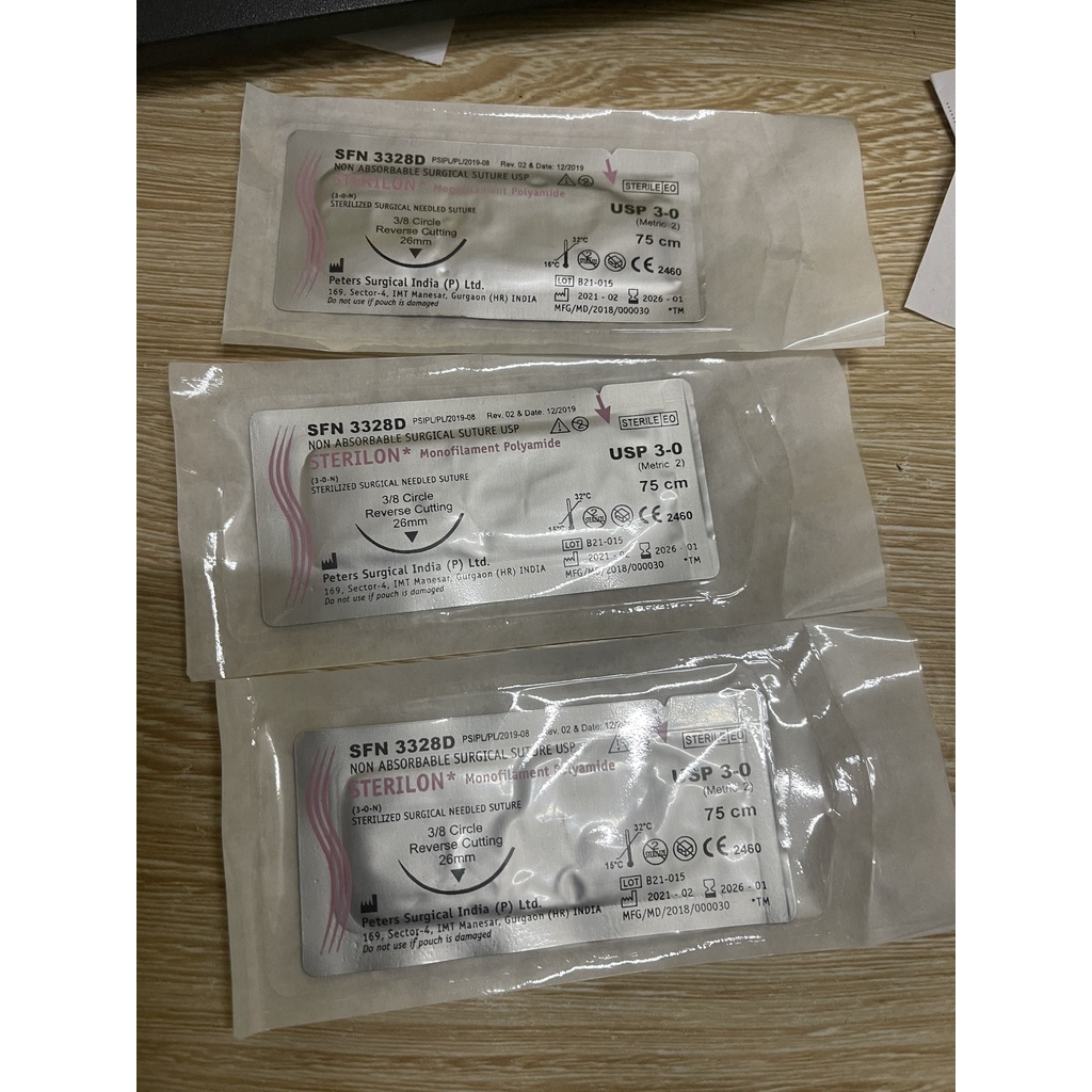 Chỉ đơn sợi thẩm mỹ, má lúm Ethilon 3/0 [1 sợi]