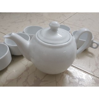 Bình ấm trà sứ trắng trơn 400ml