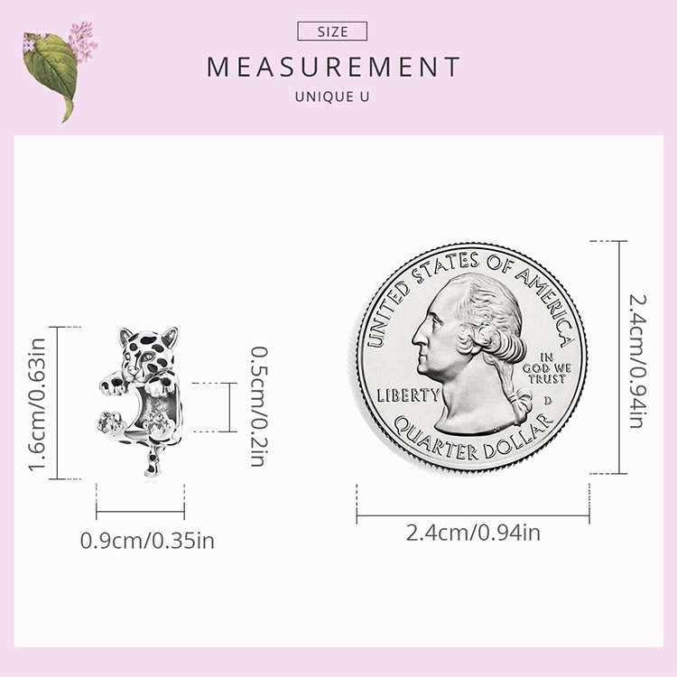 Phụ kiện BAMOER BSC556 bằng bạc 925 hình con báo nhỏ phù hợp làm vòng tay thời trang DIY